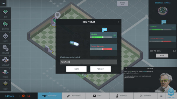 The properties of ingredient that make up each drug are unknown and randomised each game
